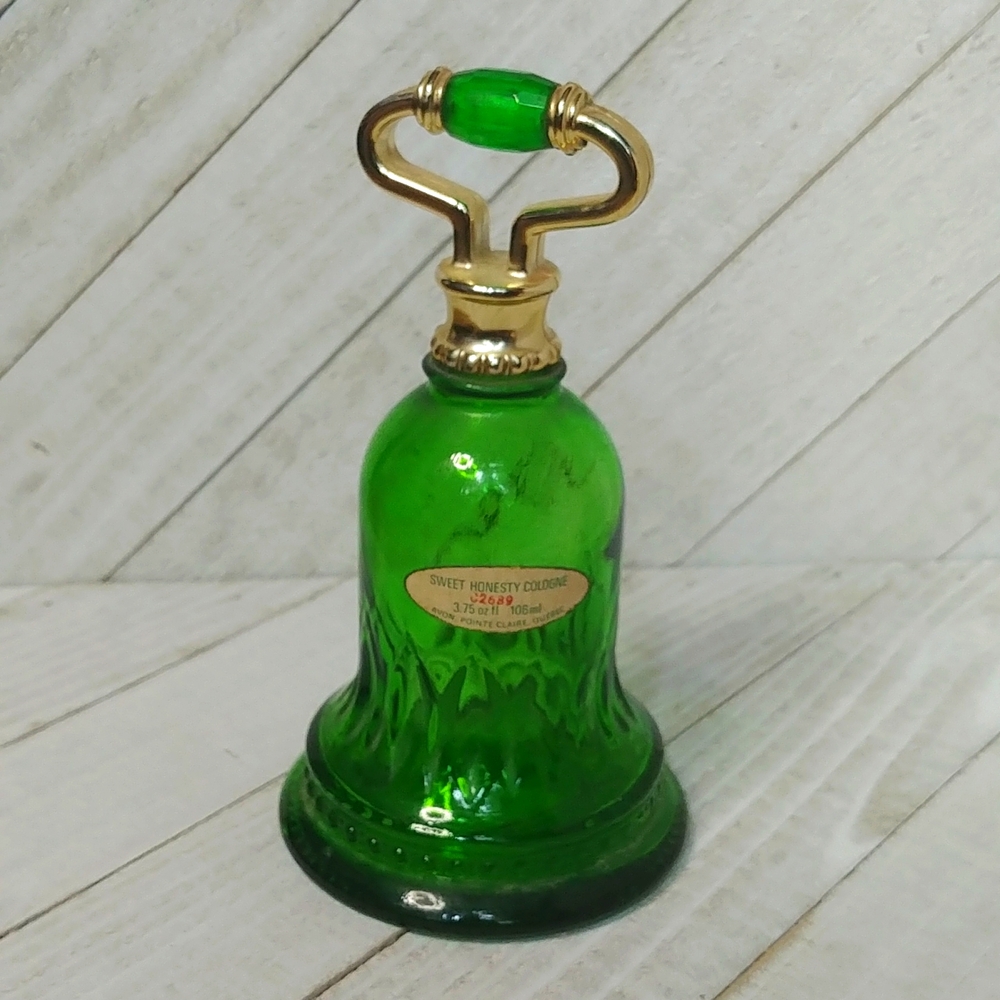 Vintage AVON Green Glass Bell Cologne Perfume Bottle